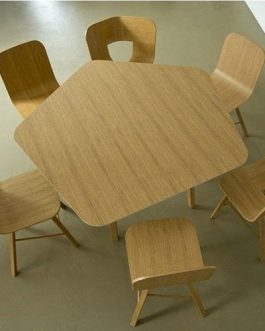 Pentagonal Table with 5 Chairs