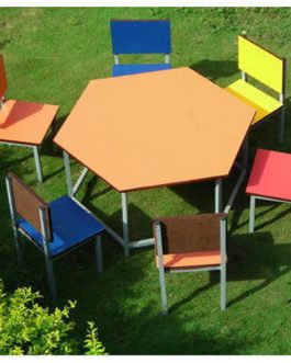 Hexagonal Table with 6 Chairs
